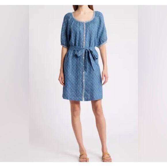 NWT Faherty Carmel Linen Button-Up Minidress Sz Small $178 MSRP - Picture 2 of 2